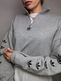Sweat crop gris ADIDAS S vintage