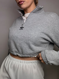 Sweat crop gris ADIDAS S vintage