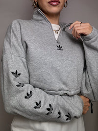 Sweat crop gris ADIDAS S vintage