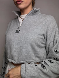 Sweat crop gris ADIDAS S vintage