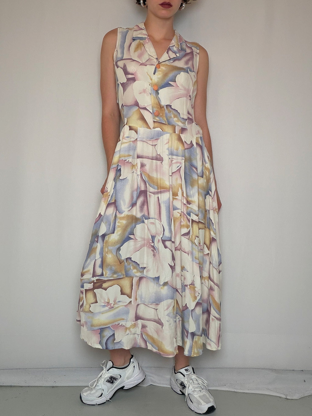 Robe fluide pastel à fleurs M/L vintage