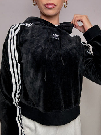 Sweat crop noir en velours ADIDAS XS vintage