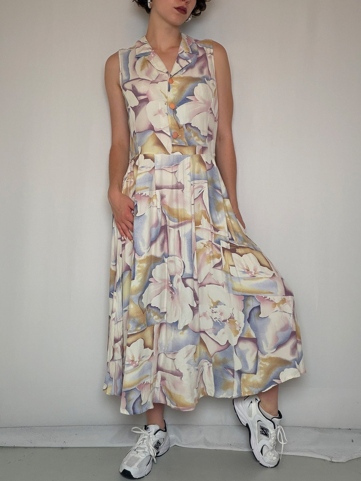 Robe fluide pastel à fleurs M/L vintage