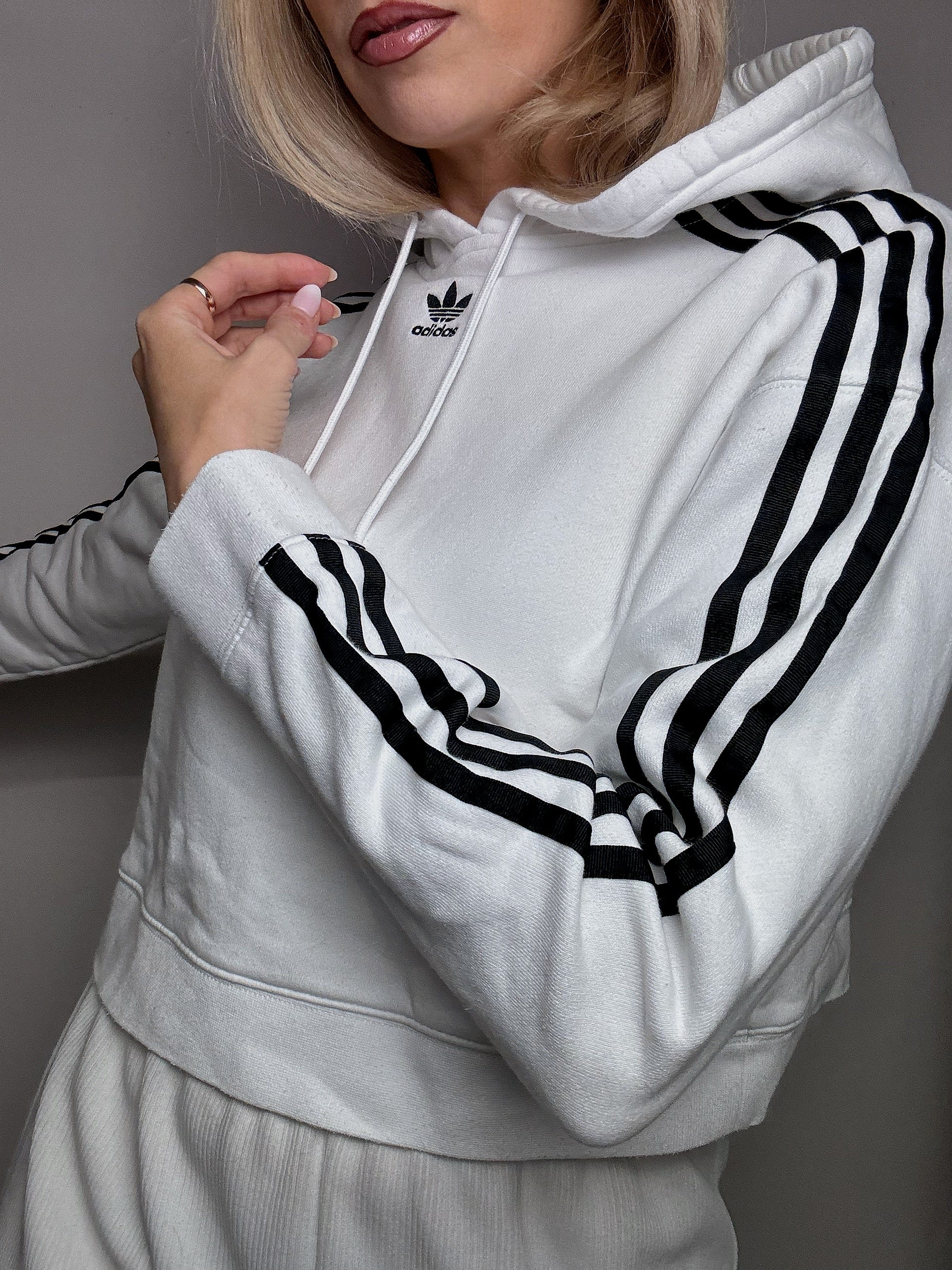 Sweat crop blanc ADIDAS S vintage