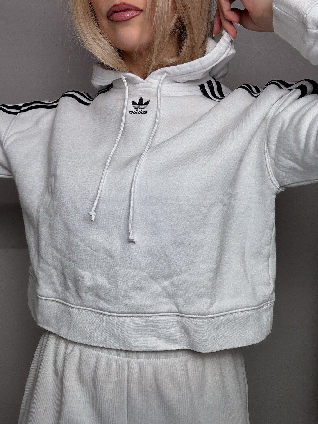 Sweat crop blanc ADIDAS S vintage