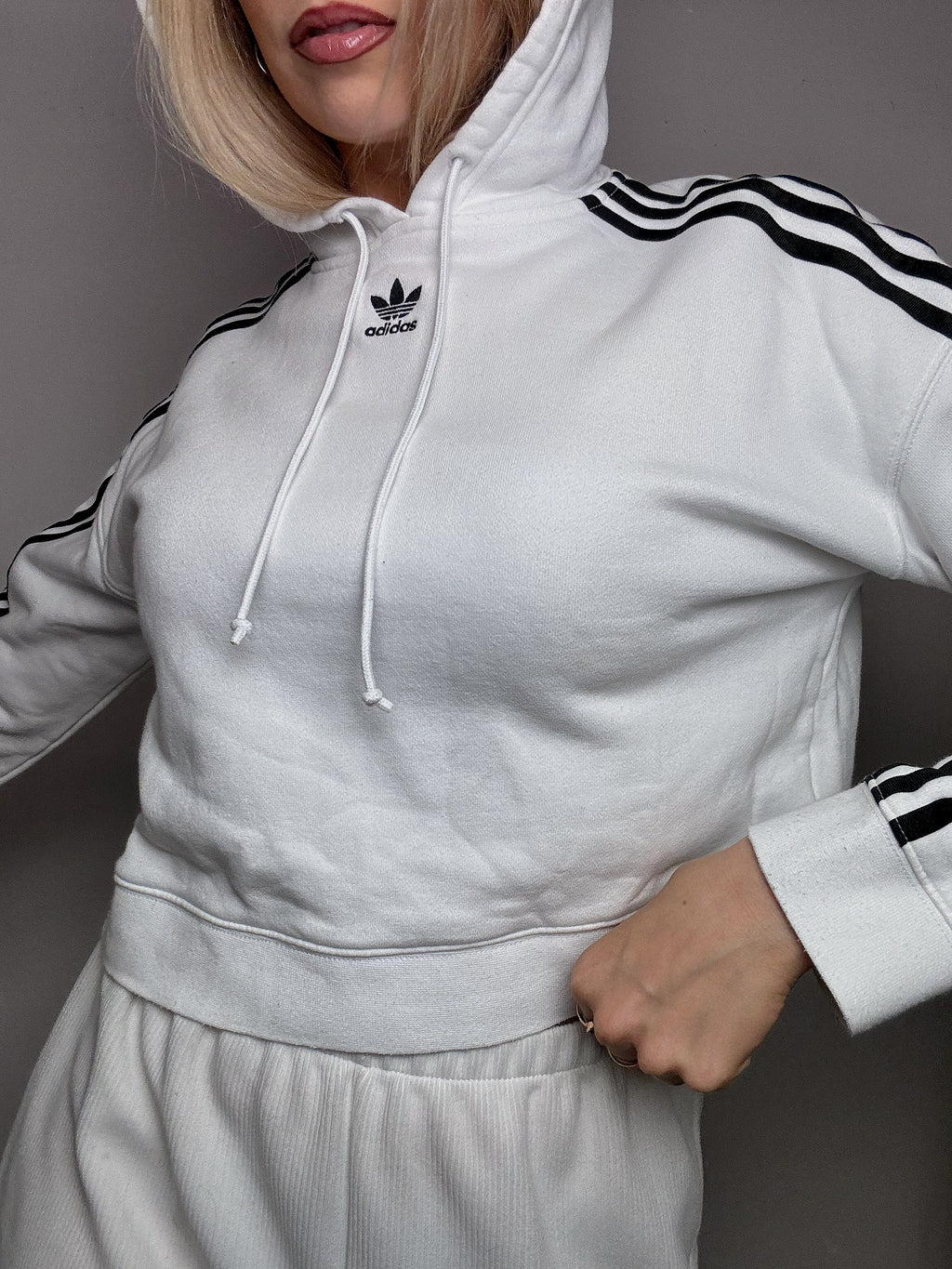 Sweat crop blanc ADIDAS S vintage