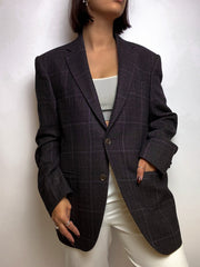 Vintage gray and purple wool blazer M