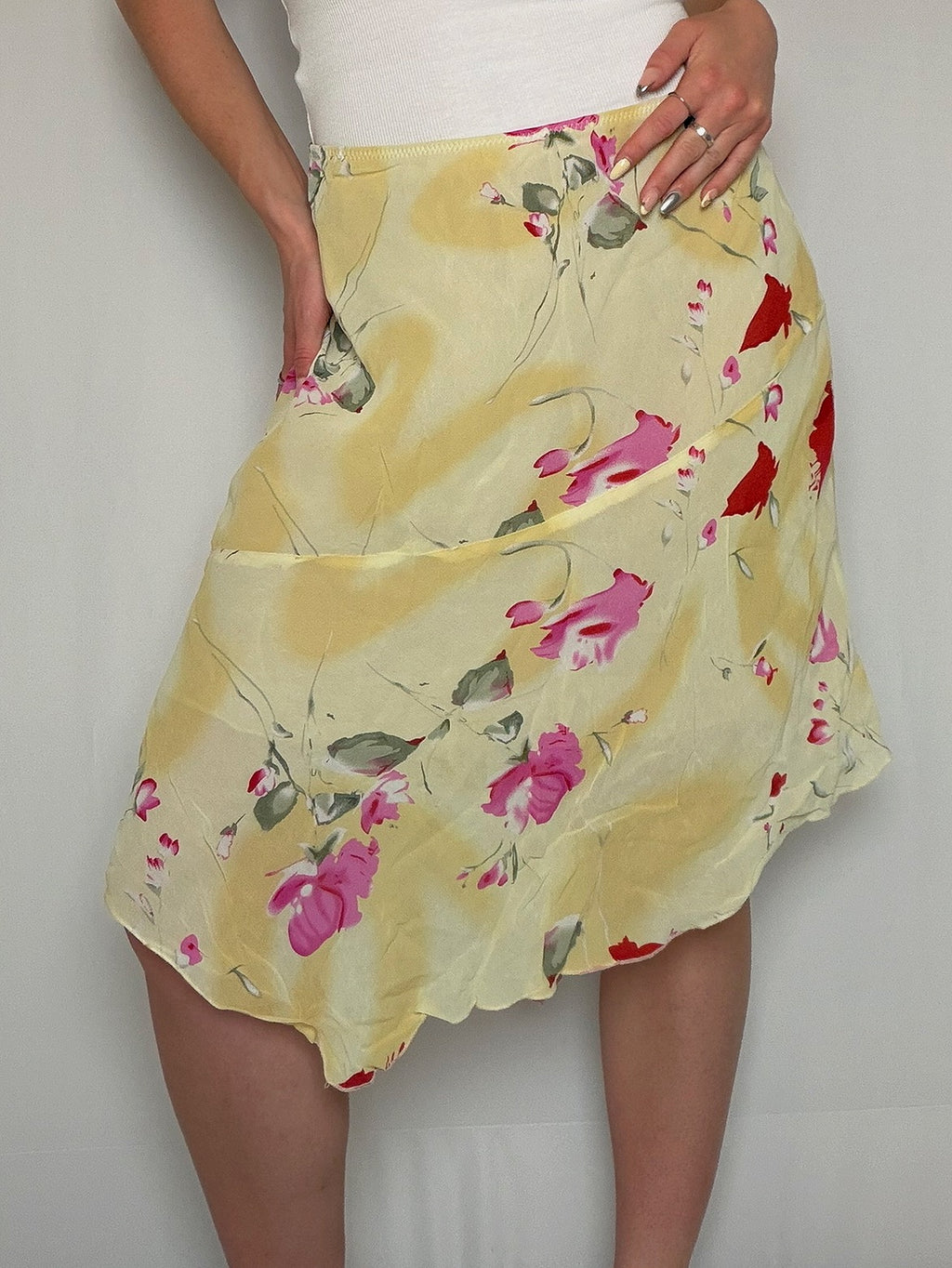 Jupe fluide jaune S vintage