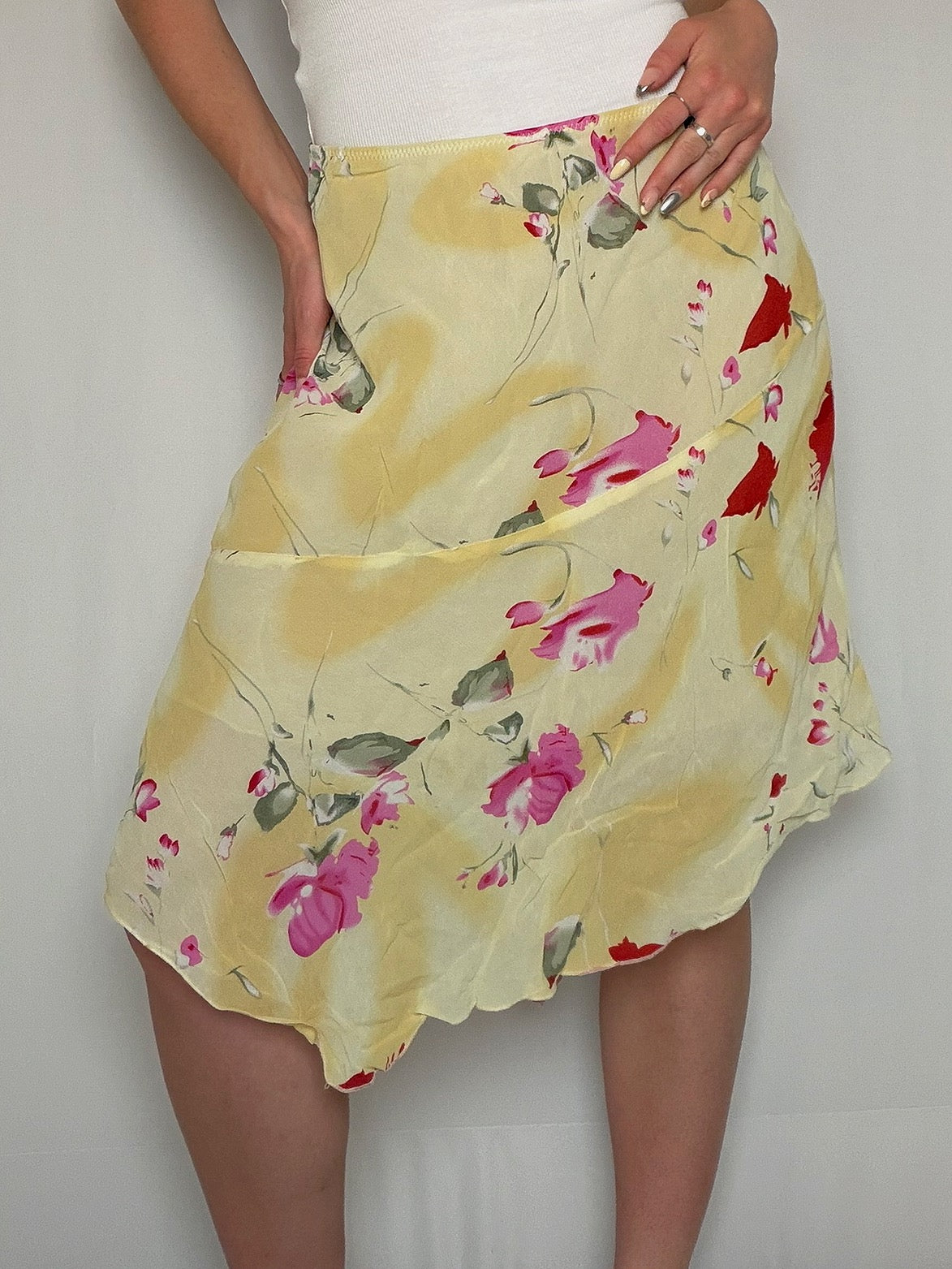 Jupe fluide jaune S vintage