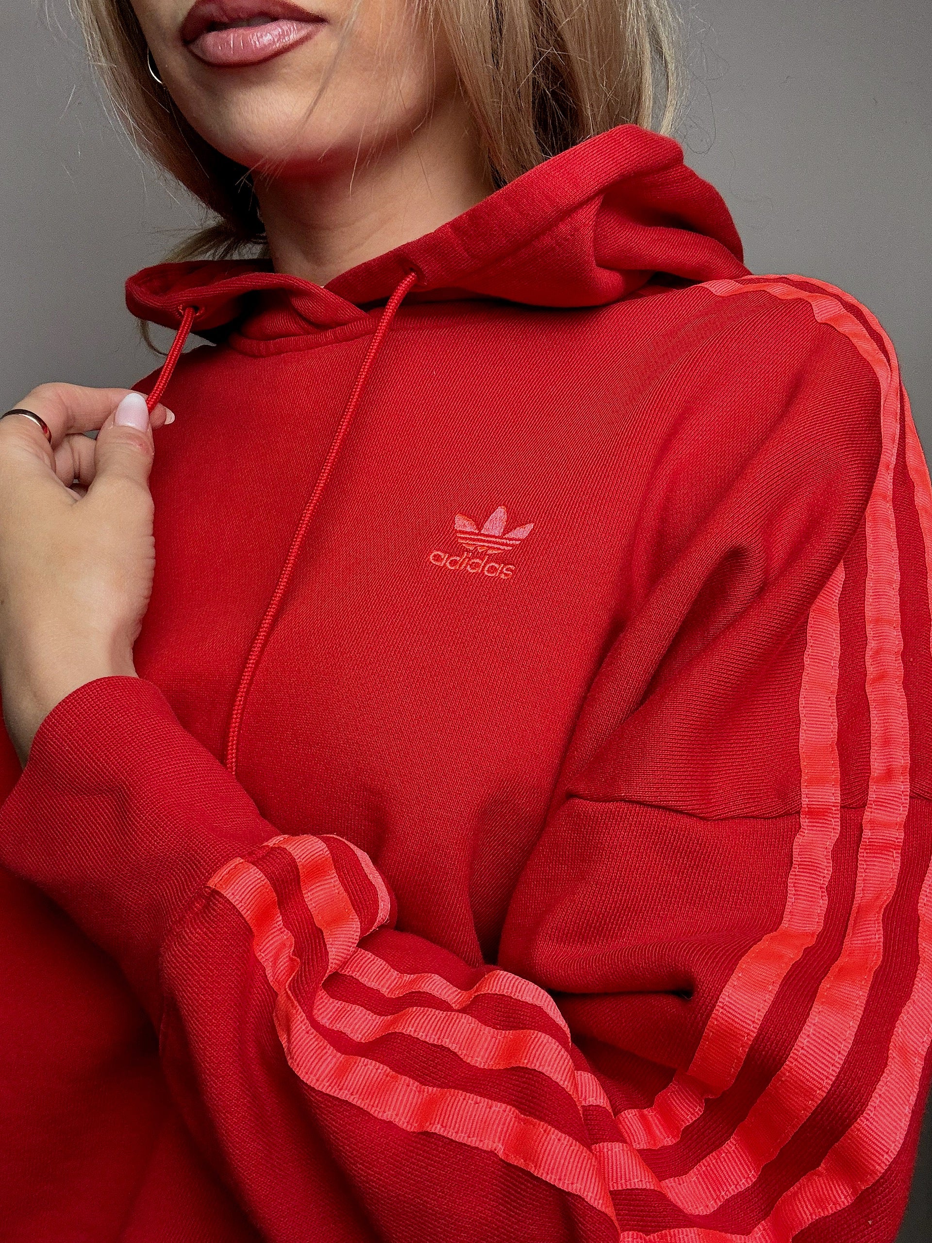 ADIDAS S Vintage rotes und rosa kurzes Sweatshirt