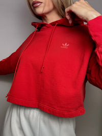 ADIDAS S Vintage rotes und rosa kurzes Sweatshirt