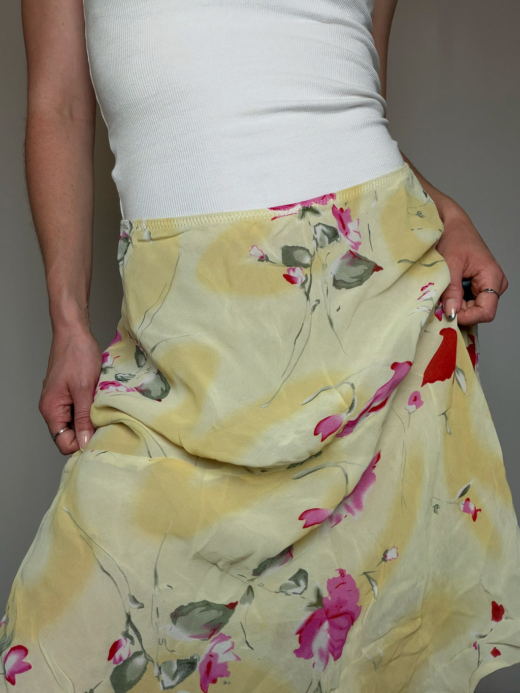 Jupe fluide jaune S vintage