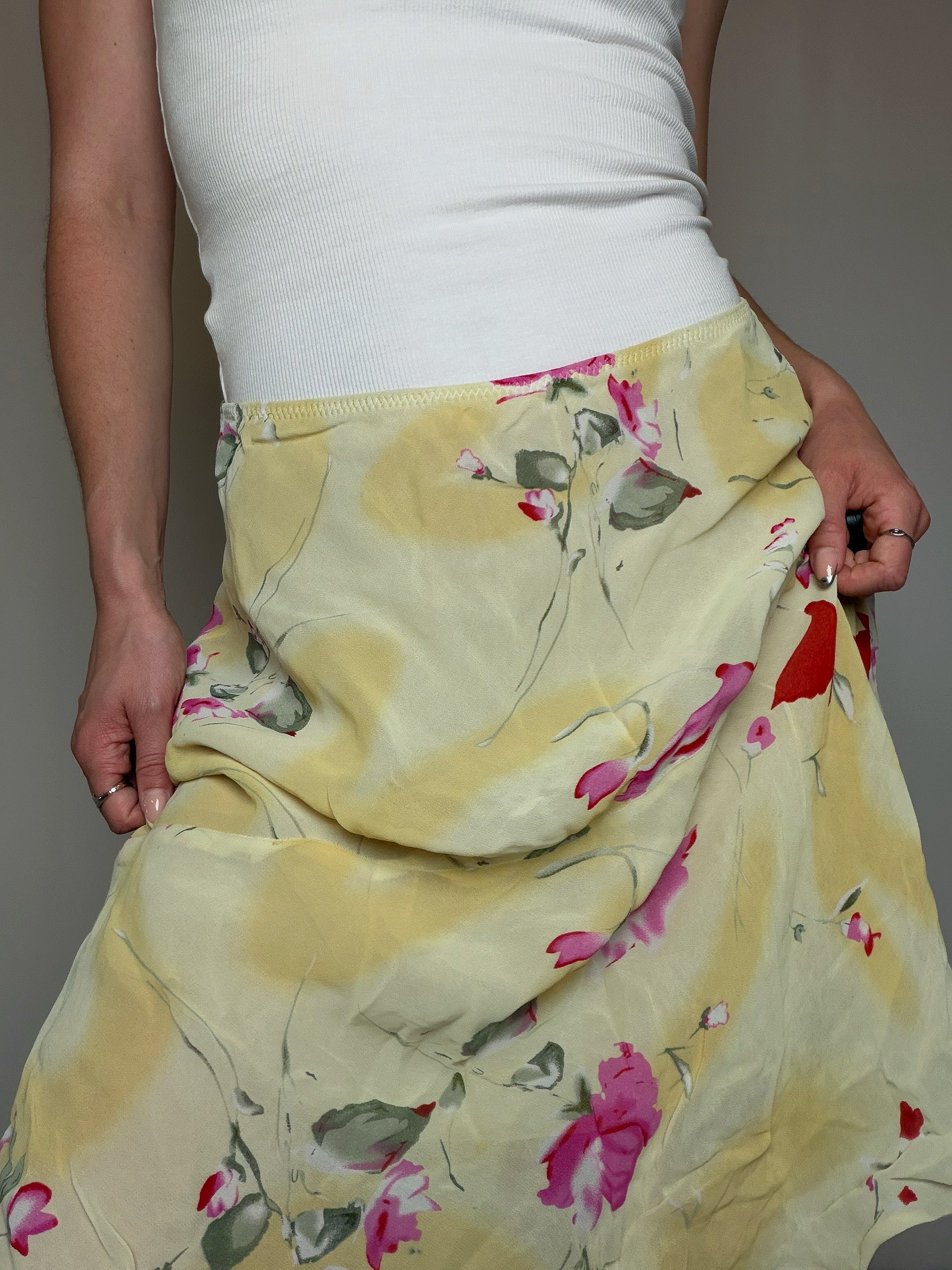 Jupe fluide jaune S vintage