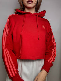 ADIDAS S Vintage rotes und rosa kurzes Sweatshirt