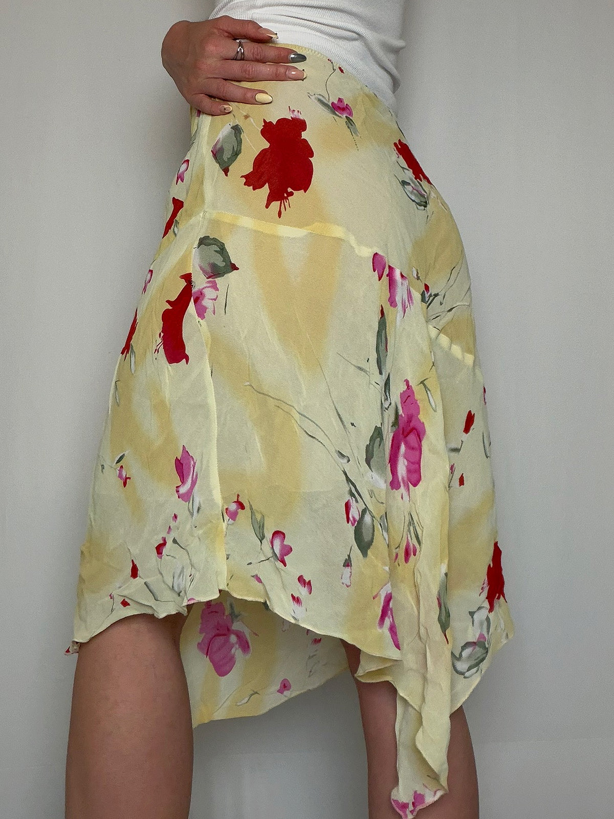 Jupe fluide jaune S vintage
