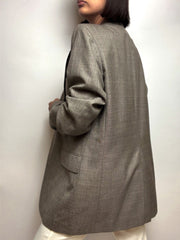 Vintage gray wool blazer with checks M