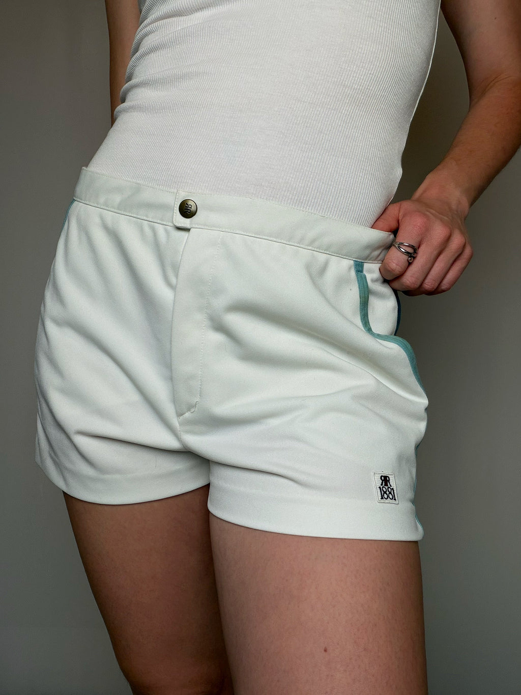 Short élastique blanc M vintage