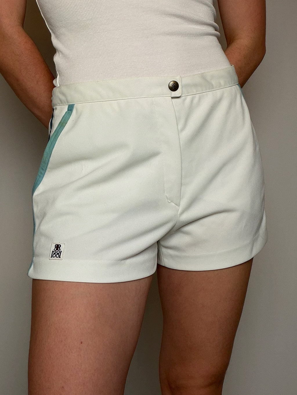 Short élastique blanc M vintage