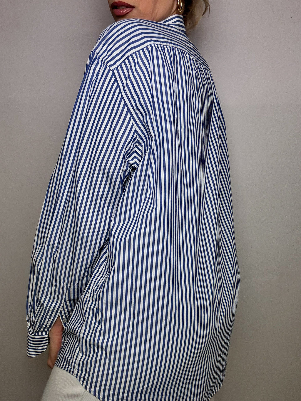 Vintage Marine und Weiß gestreiftes Hemd L/XL 