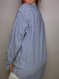 Vintage Marine und Weiß gestreiftes Hemd L/XL 