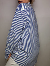 Vintage Marine und Weiß gestreiftes Hemd L/XL 