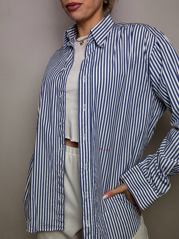 Chemise rayée marine et blanc L/XL vintage