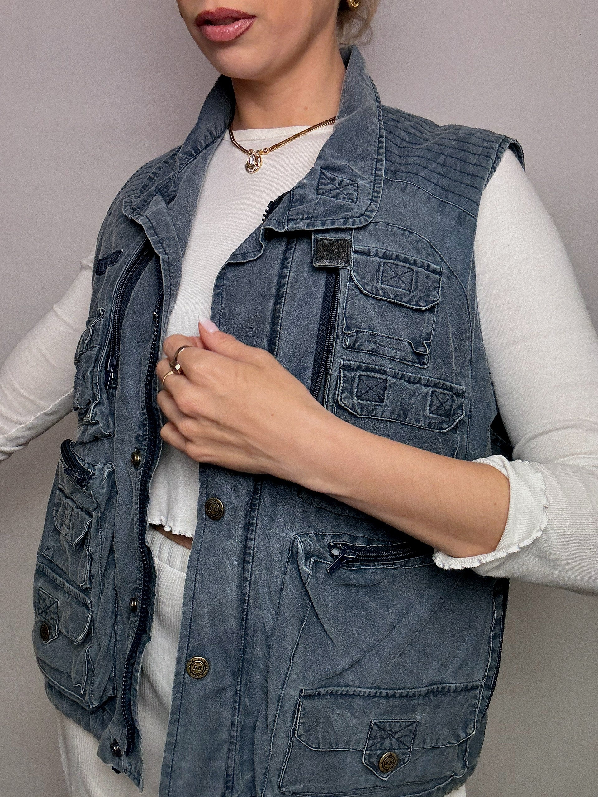 Gilet de pêche marine L vintage