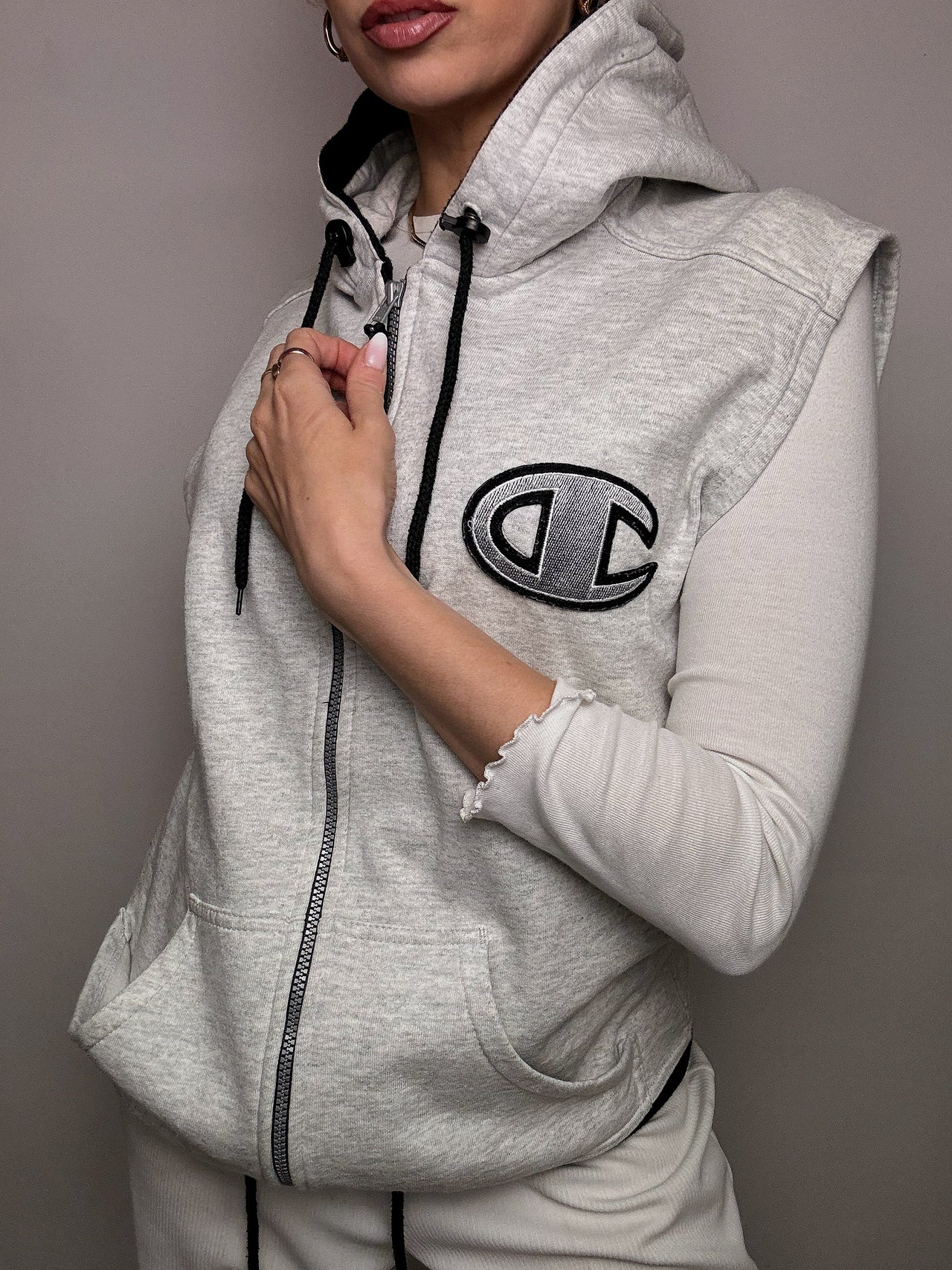 Gilet en jersey gris champion S/M vintage