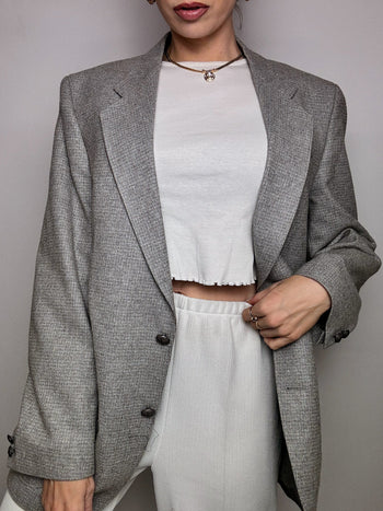 Blazer en laine gris XL vintage