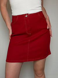 Jupe en jean rouge S/M vintage