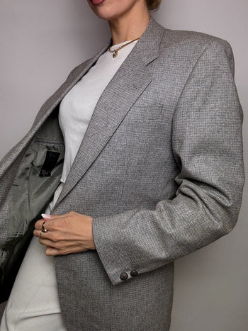 Blazer en laine gris XL vintage