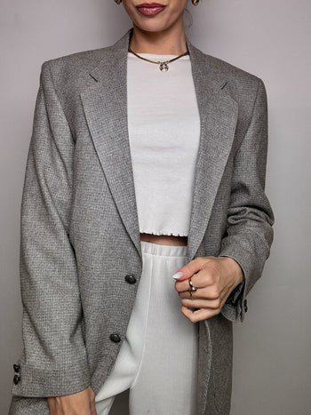 Blazer en laine gris XL vintage