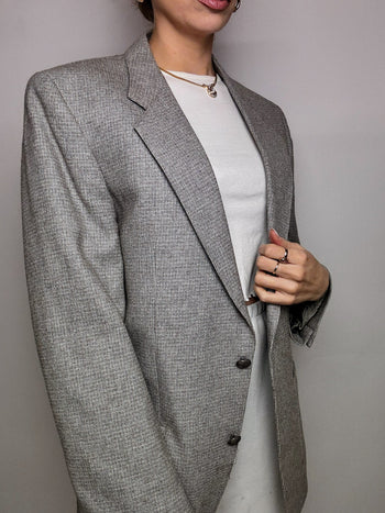 Blazer en laine gris XL vintage