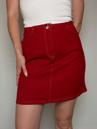 Jupe en jean rouge S/M vintage