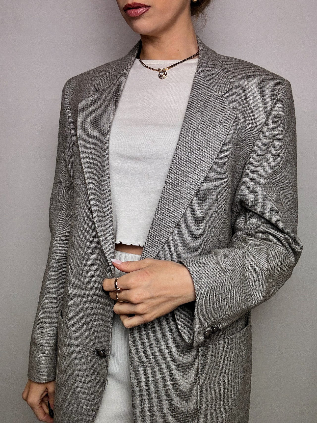 Blazer en laine gris XL vintage