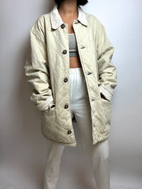 White quilted jacket lined vintage M/L 