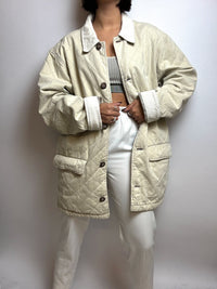 White quilted jacket lined vintage M/L 