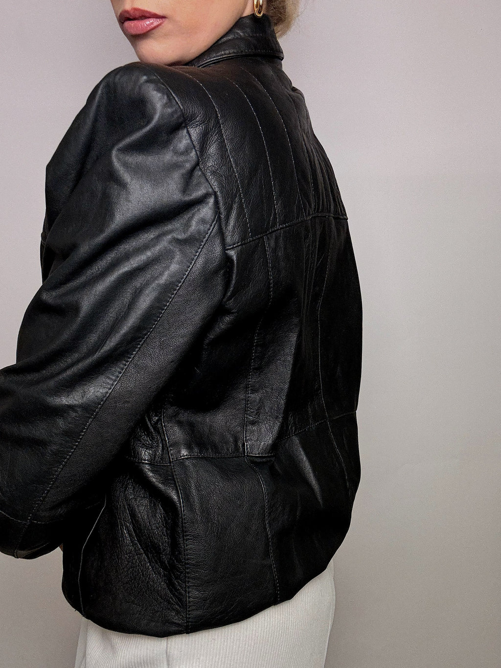 Vintage M/L schwarze Lederjacke