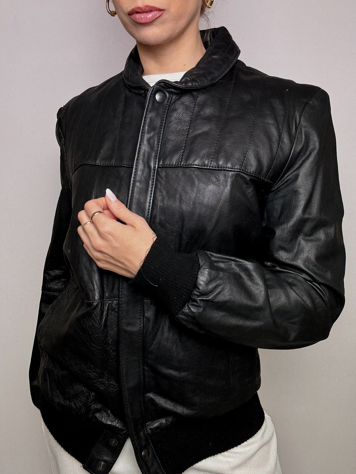 Vintage M/L schwarze Lederjacke