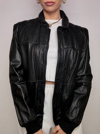 Vintage M/L schwarze Lederjacke
