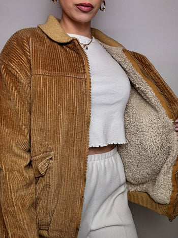 Blouson en velours cotelé beige XL vintage