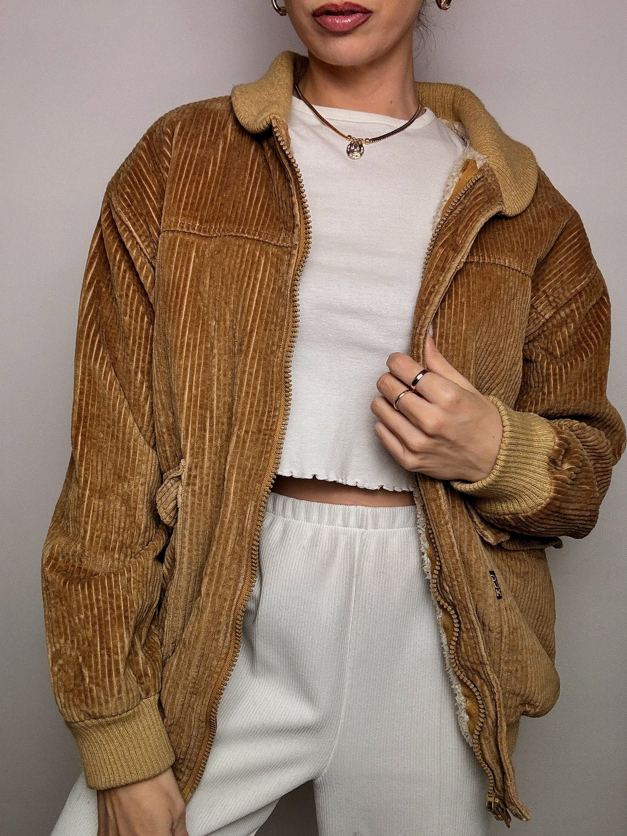 Blouson en velours cotelé beige XL vintage