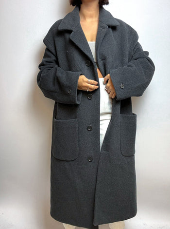 Manteau en laine gris foncé L