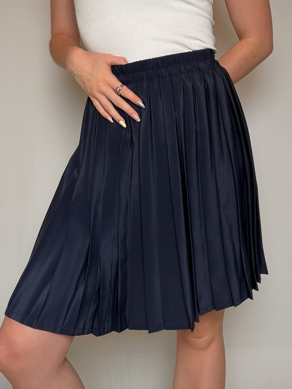 Jupe plissée marine M vintage