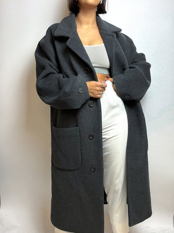 Manteau en laine gris foncé L