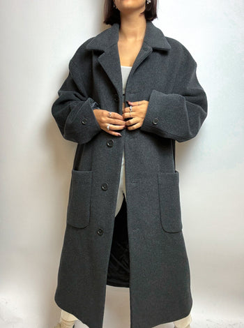 Manteau en laine gris foncé L