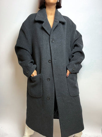 Manteau en laine gris foncé L