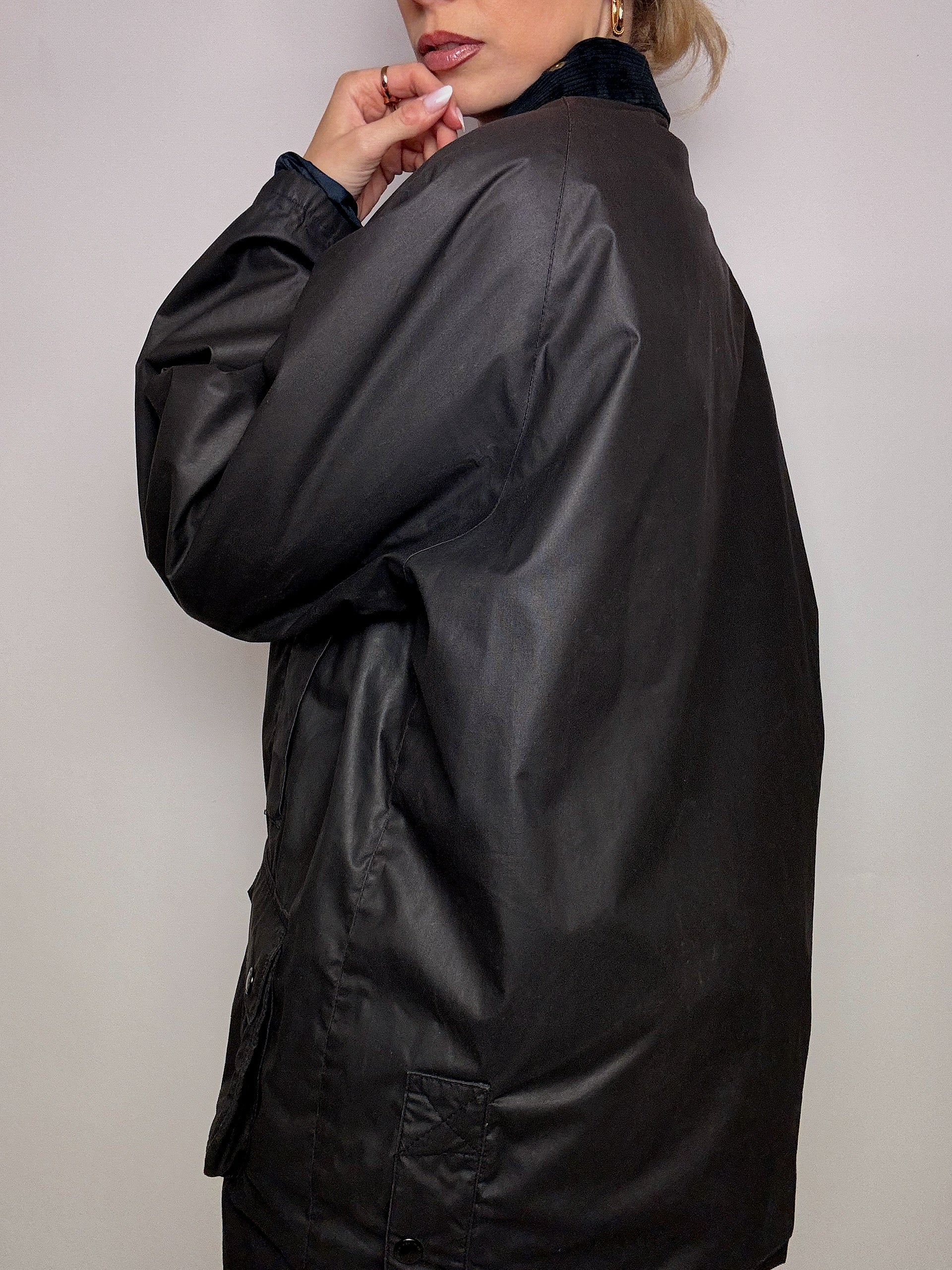 Vintage black waxed jacket L