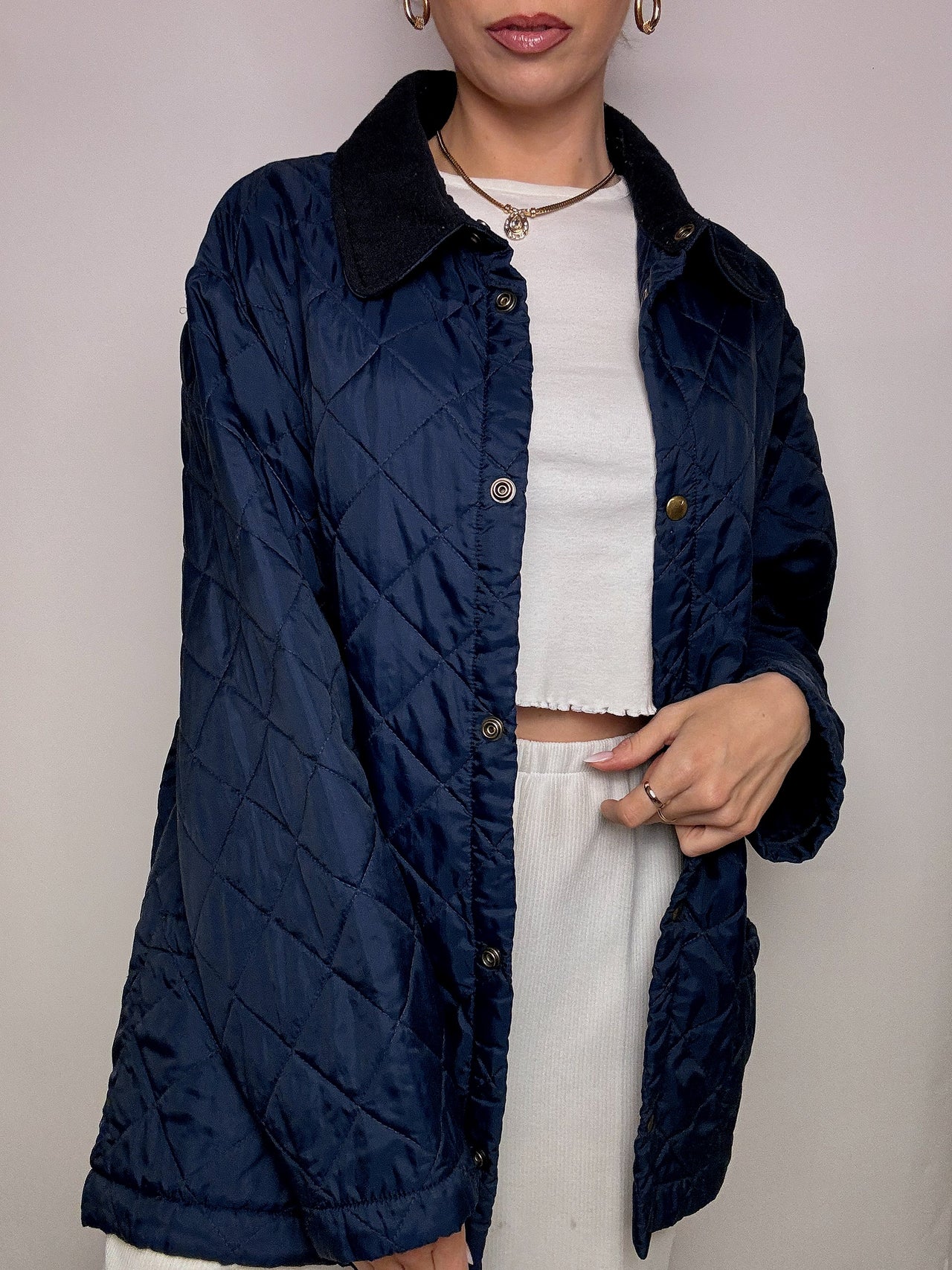 Vintage XL navy quilted jacket