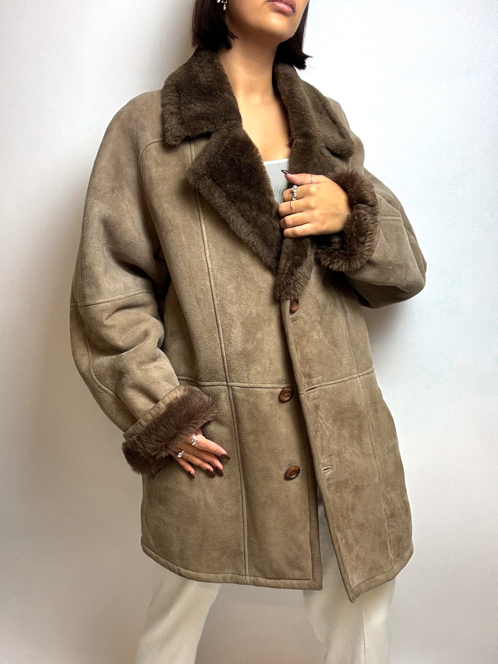 Braune Jacke aus Vintage-Lammfell M/L 